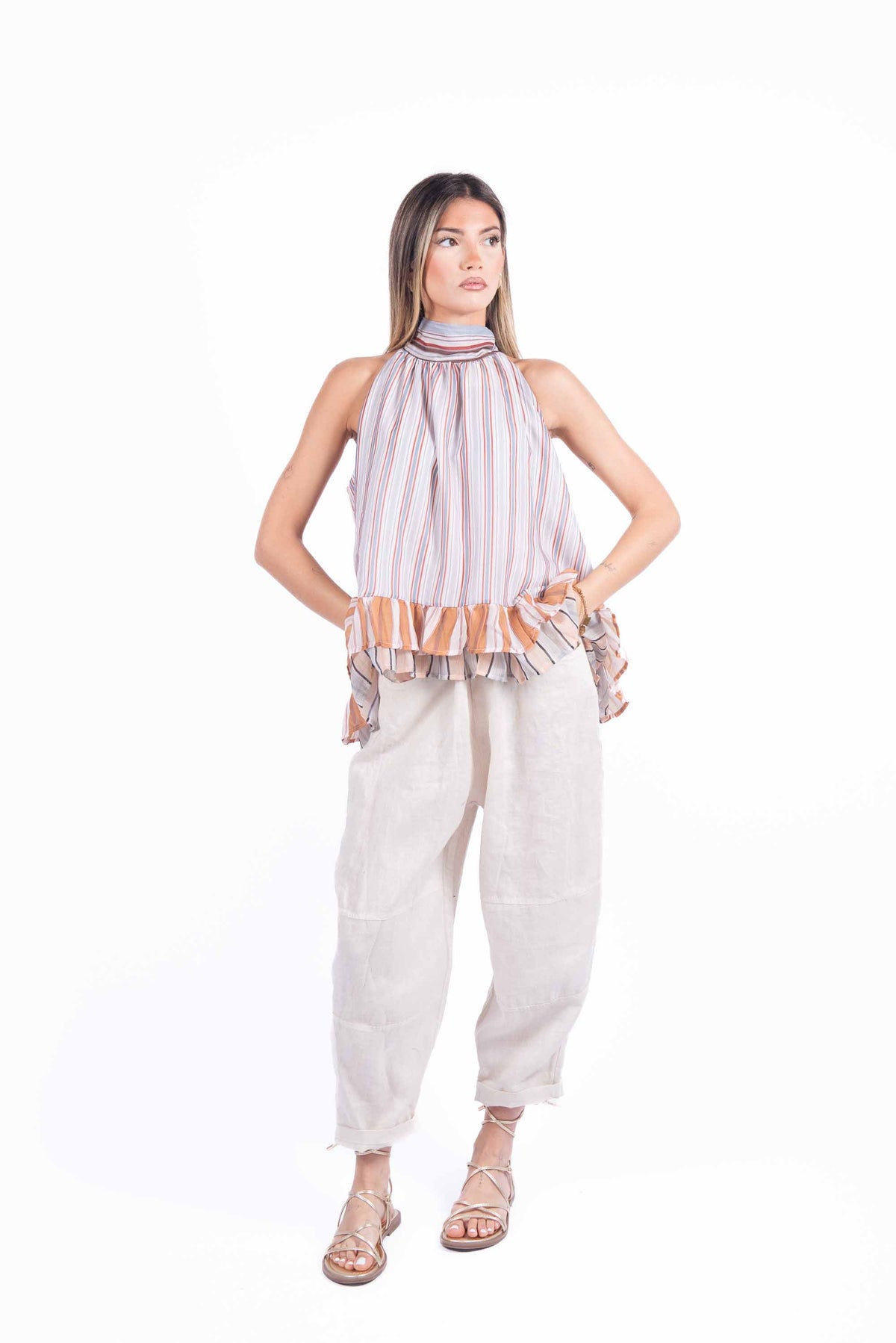 Top Halter a Righe donna Miss love - 4