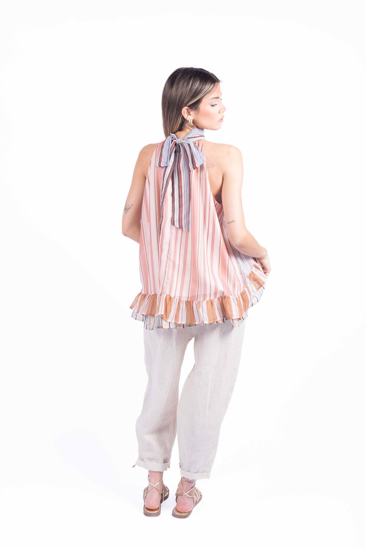 Top Halter a Righe donna Miss love - 2