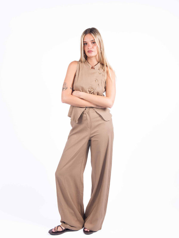 Completo Misto Lino Cammello da donna Miss love