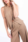 Completo Misto Lino Cammello donna Miss love - 2