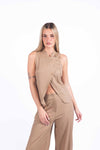 Completo Misto Lino Cammello donna Miss love - 5