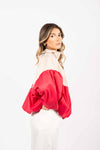 Bomber Bicolor Beige/Rosso donna Miss love - 4