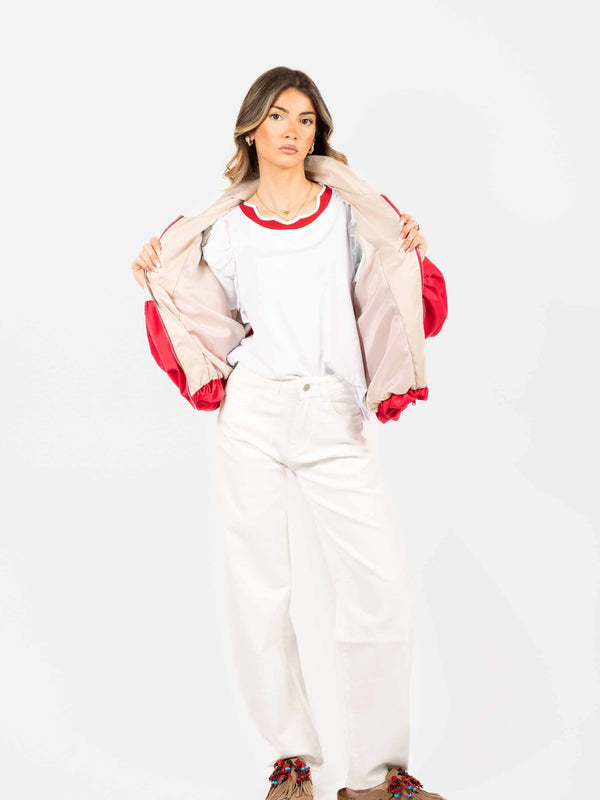 Pantaloni Wide Leg in Denim Bianco da donna Miss love