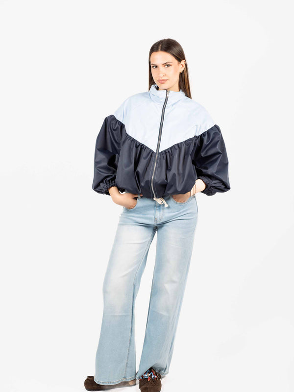 Bomber Bicolor Celeste/Blu da donna Miss love