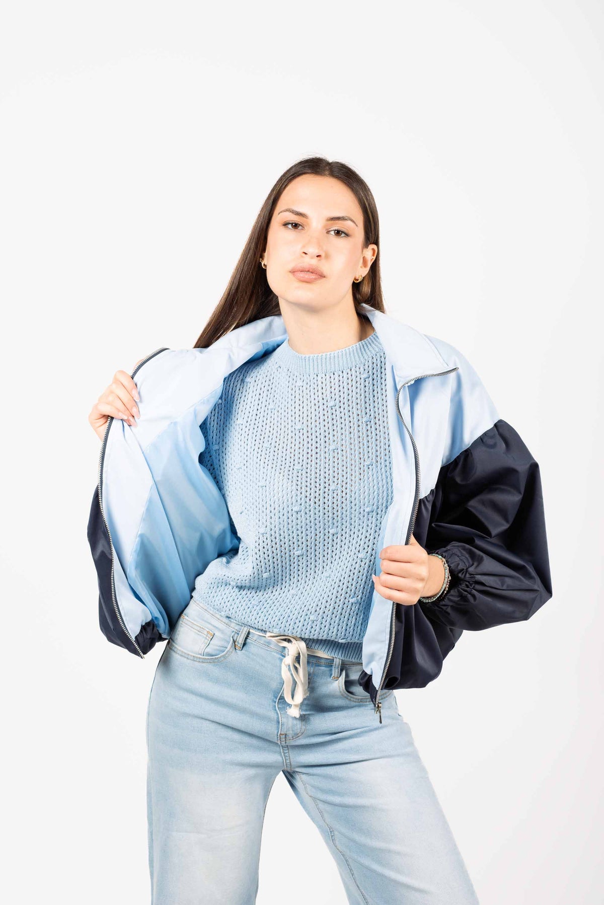 Maglia Traforata con Pompon Celeste donna Miss love - 3