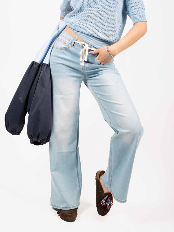 Jeans Wide Leg con Cordino da donna Miss love