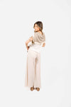 Pantaloni Wide Leg a Vita Alta Panna donna Miss love - 2