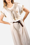 T-shirt Bianca con Ricami e Frange donna Miss love - 1