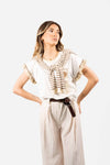 T-shirt Bianca con Ricami e Frange donna Miss love - 2