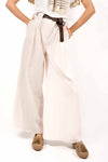 Pantaloni Wide Leg a Vita Alta Panna donna Miss love - 1