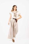 Pantaloni Wide Leg a Vita Alta Panna donna Miss love - 5