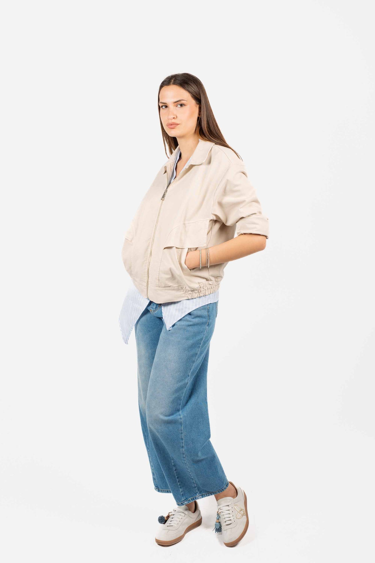 Giubbino Oversize con Tasche Beige donna Miss love - 5