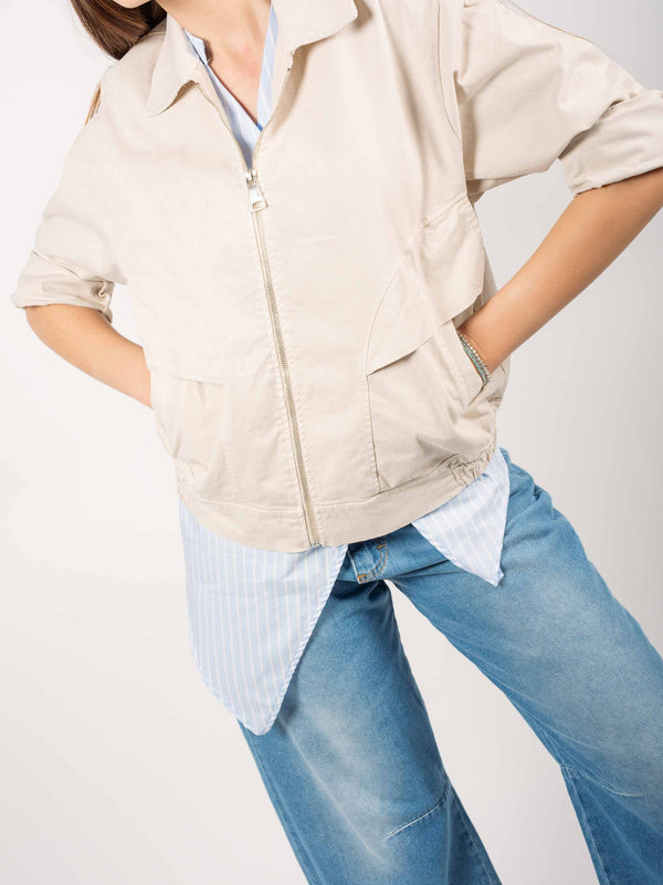 Giubbino Oversize con Tasche Beige da donna Miss love