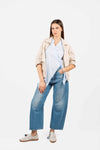 Camicia Asimmetrica a Righe Celeste donna Miss love - 3