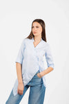 Camicia Asimmetrica a Righe Celeste donna Miss love - 1