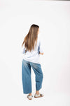 Camicia Asimmetrica a Righe Celeste donna Miss love - 4