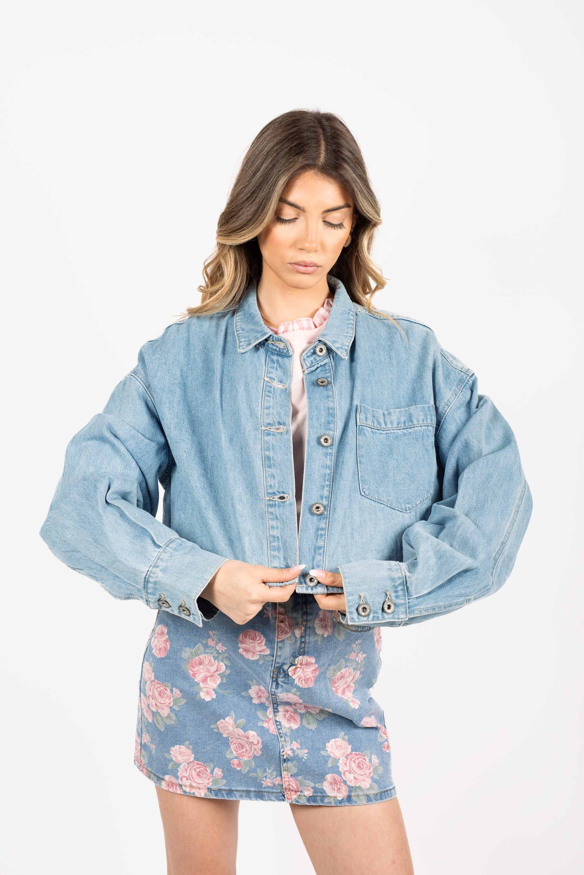 Giubbino Denim Cropped donna Miss love - 3