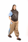 Pantaloni Balloon con Inserti a contrasto Beige/Celeste donna Tensione in - 2