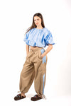 Blusa Crop in Popeline Celeste donna Tensione in - 2