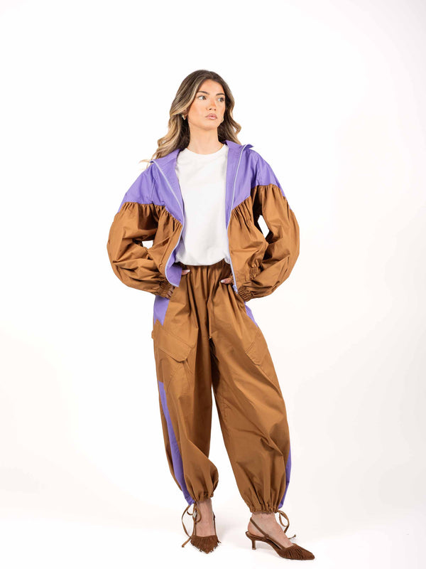 Bomber Bicolor Volume Cammello/Viola da donna Tensione in