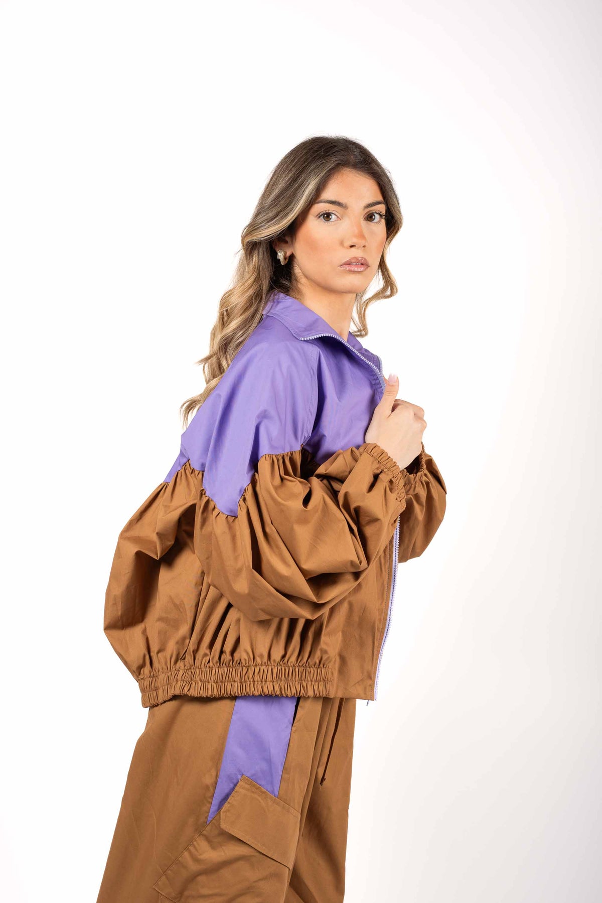 Bomber Bicolor Volume Cammello/Viola donna Tensione in - 4