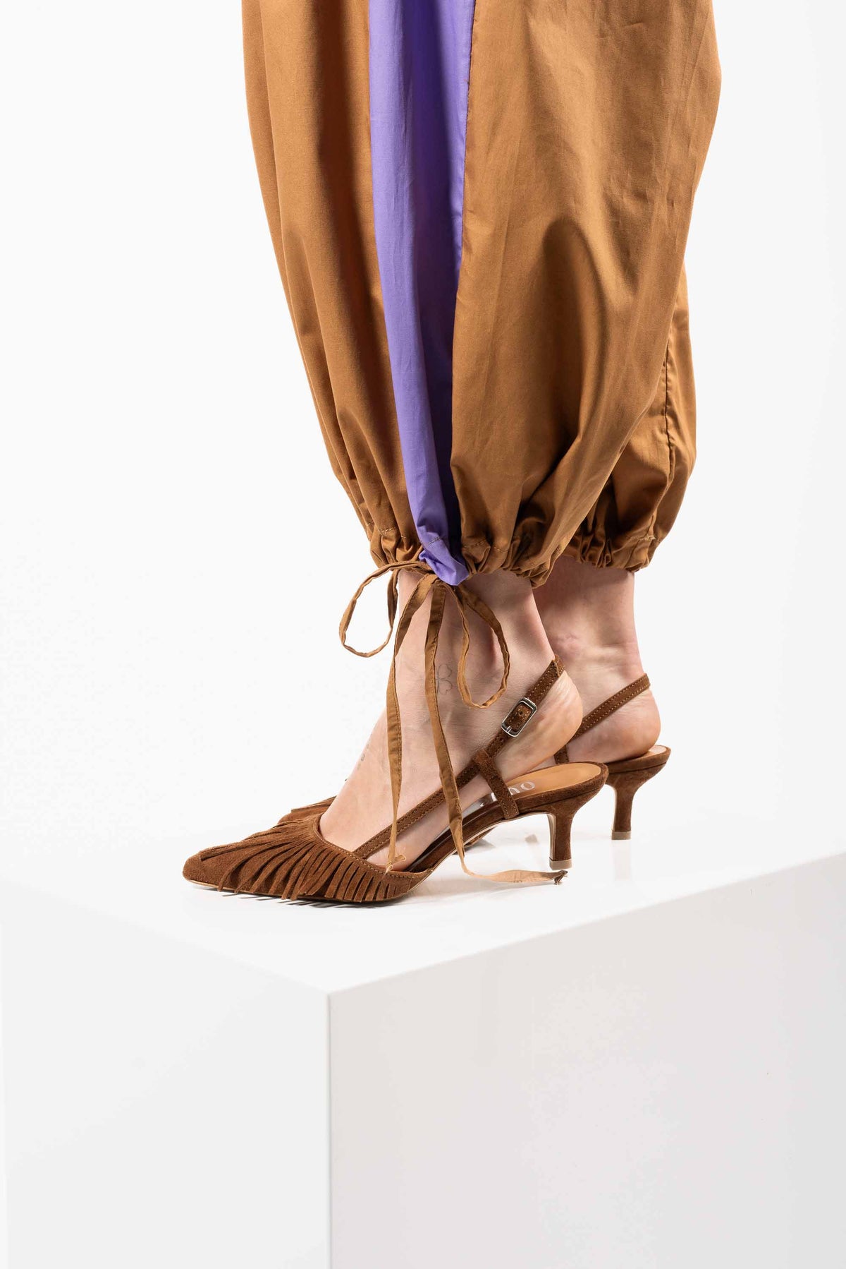 Slingback Camoscio con Frange Marrone donna Ovye - 2