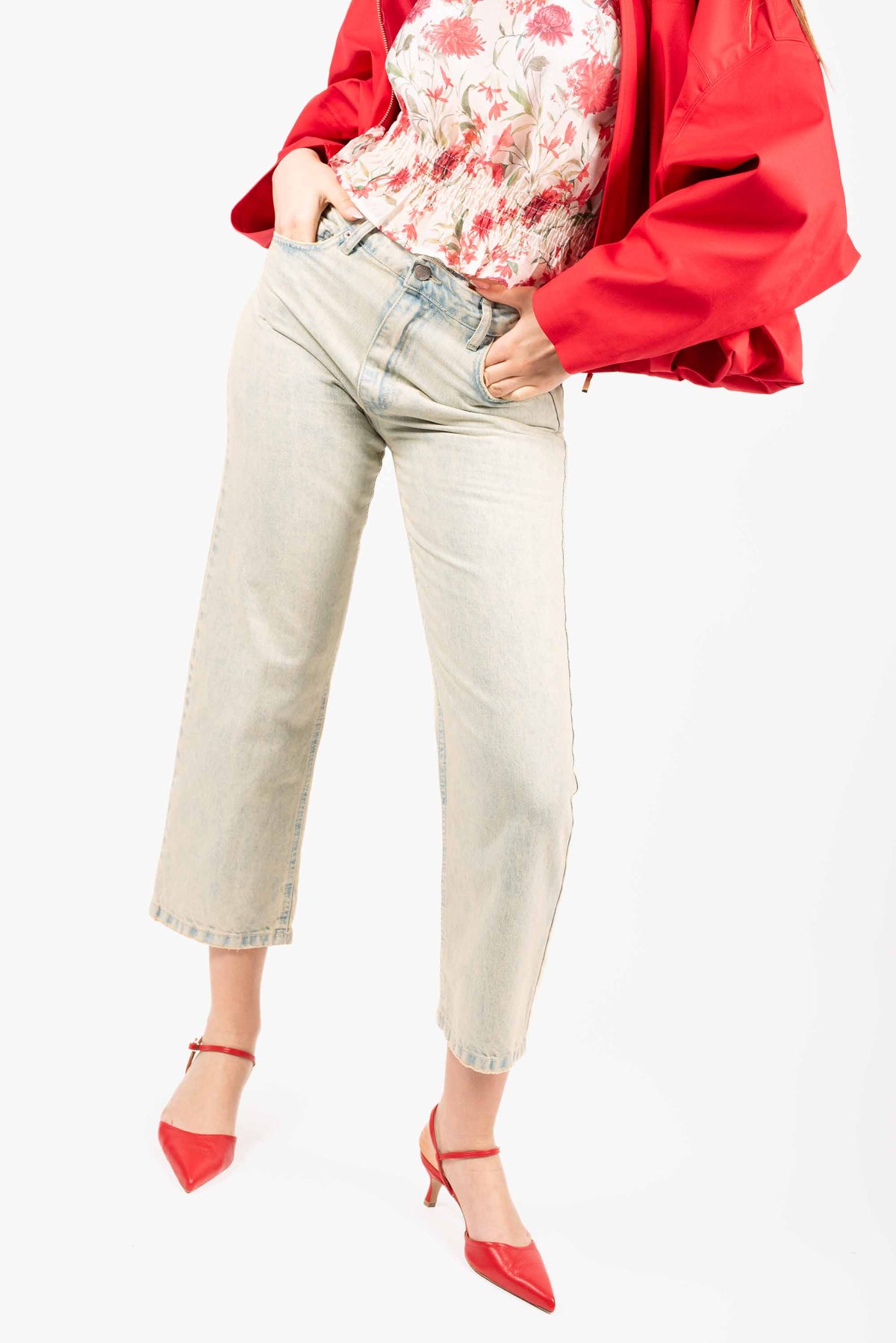 Jeans Straight Fit Lavaggio Chiaro donna Tensione in - 1