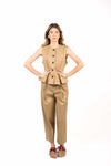 Gilet in Cotone con Bottoni Beige donna Tensione in - 2