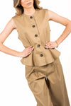 Gilet in Cotone con Bottoni Beige donna Tensione in - 1