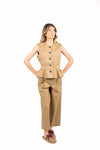 Gilet in Cotone con Bottoni Beige donna Tensione in - 6