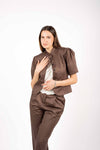 Giacca in Cotone con Manica Corta Cioccolato donna Tensione in - 5