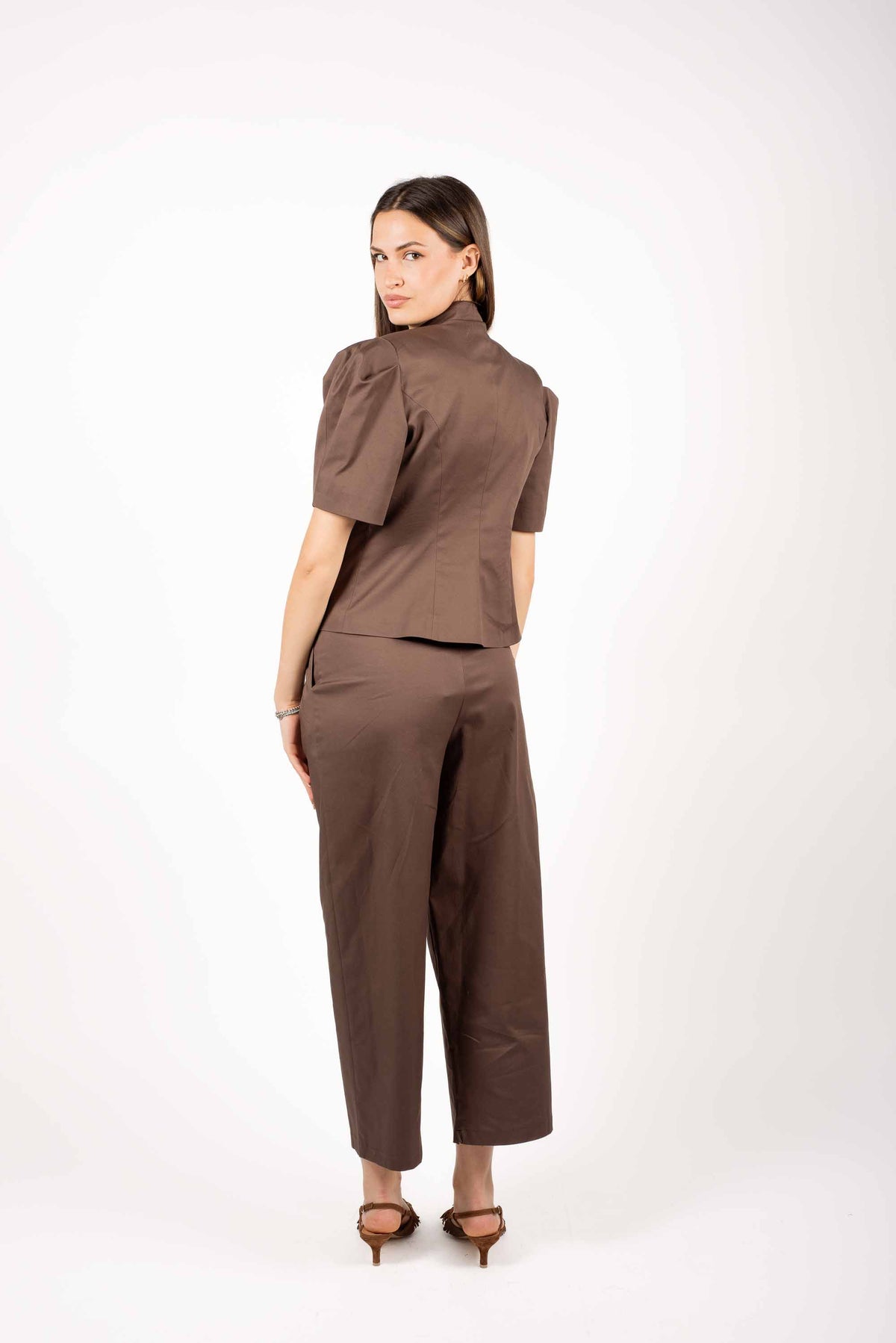 Giacca in Cotone con Manica Corta Cioccolato donna Tensione in - 4