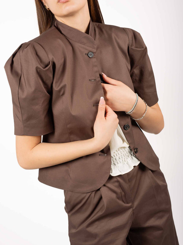 Giacca in Cotone con Manica Corta Cioccolato da donna Tensione in