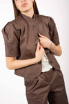 Giacca in Cotone con Manica Corta Cioccolato donna Tensione in - 1