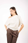 Blusa Monospalla con Fondo Arricciato Panna donna Tensione in - 1