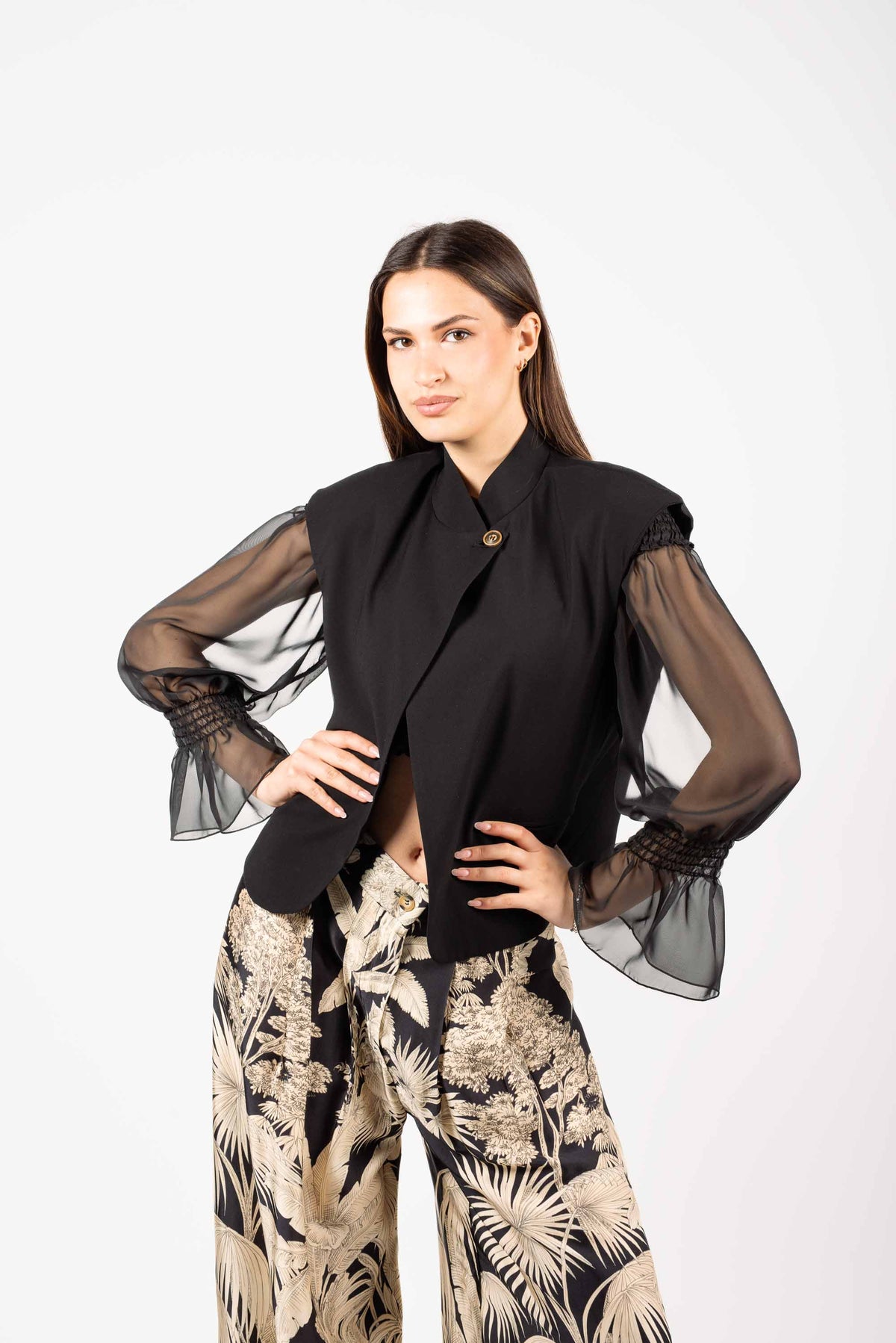 Gilet Asimmetrico Nero donna Tensione in - 5
