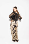 Pantaloni Palazzo Stampati Beige/Nero donna Tensione in - 4