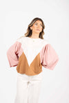T-shirt Color Block Maniche Volume donna Tensione in - 3