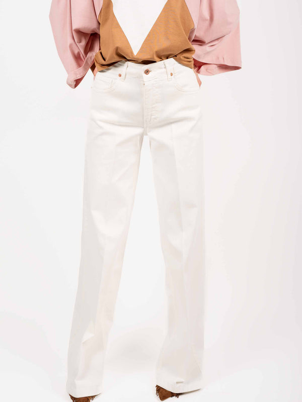 Pantaloni Palazzo in Cotone Bianco da donna Tensione in