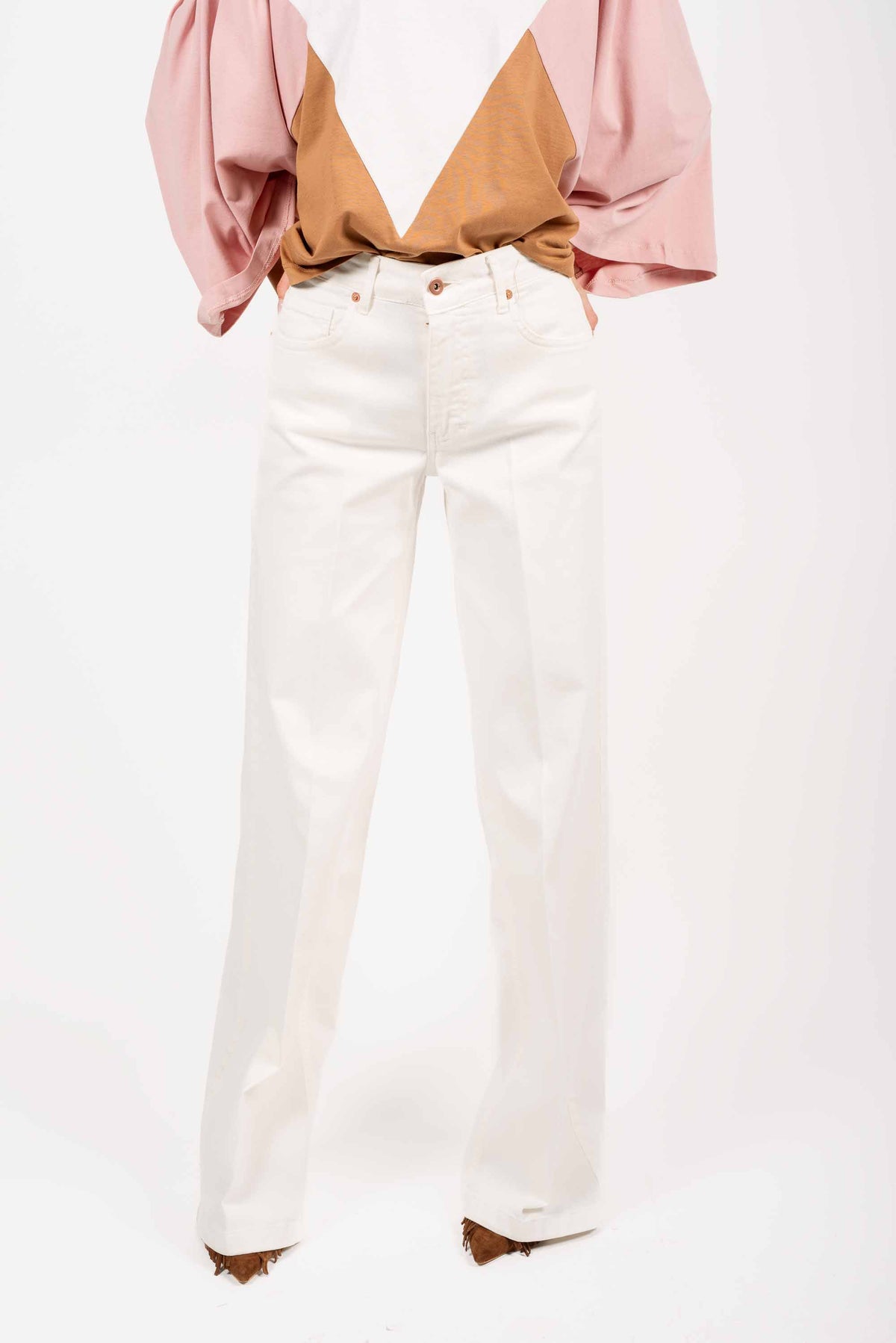 Pantaloni Palazzo in Cotone Bianco donna Tensione in - 1