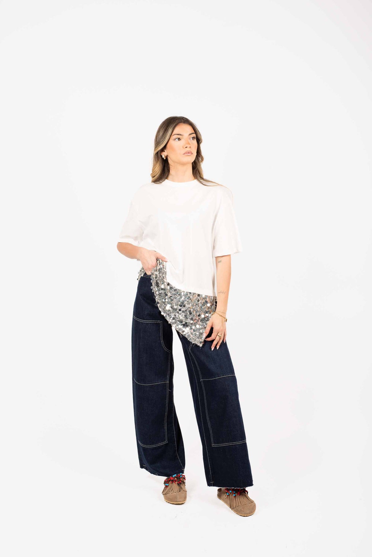 T-shirt Over con Dettaglio Paillettes donna Tensione in - 3