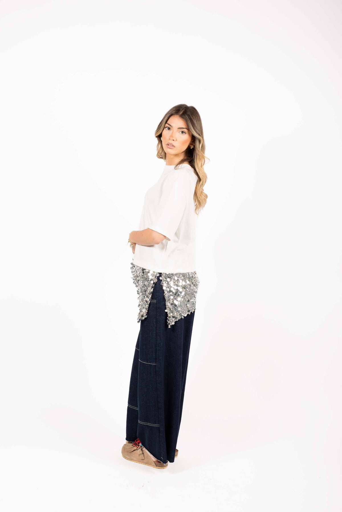 T-shirt Over con Dettaglio Paillettes donna Tensione in - 2