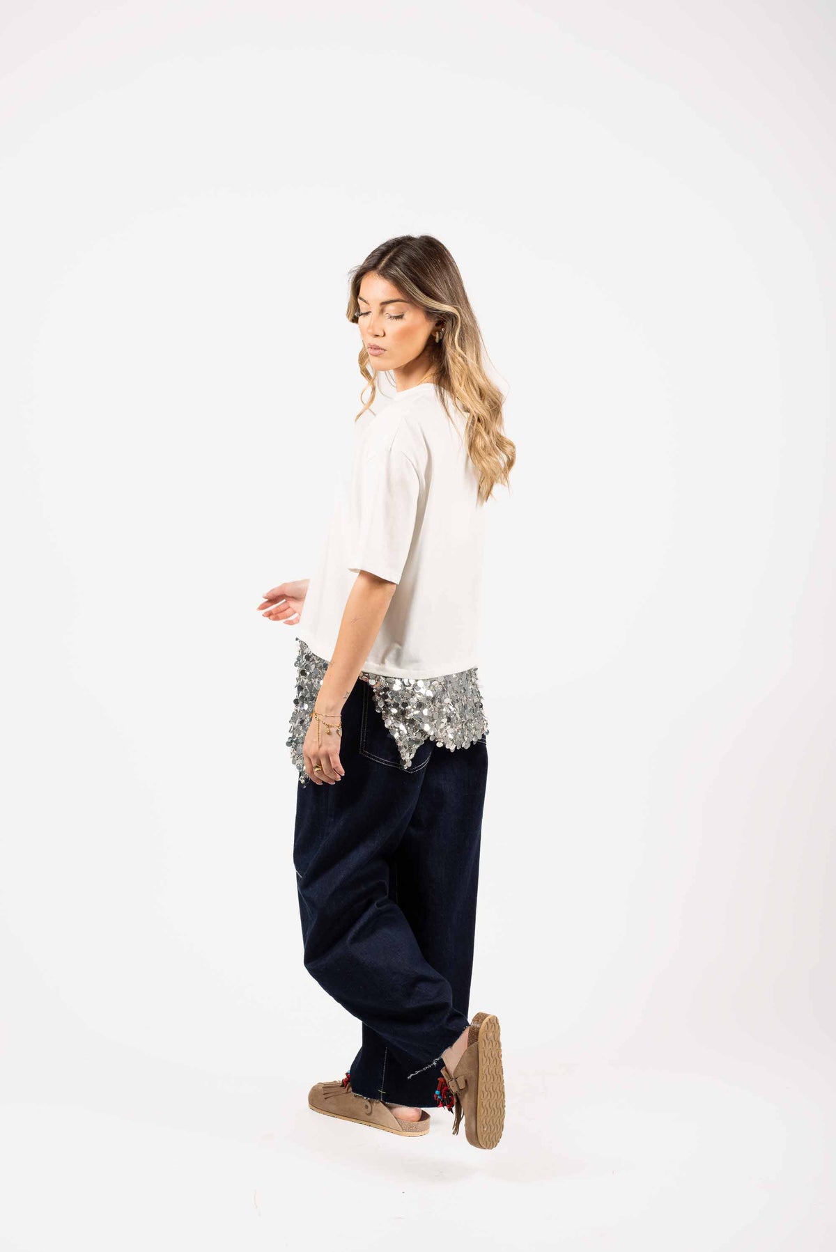 T-shirt Over con Dettaglio Paillettes donna Tensione in - 4