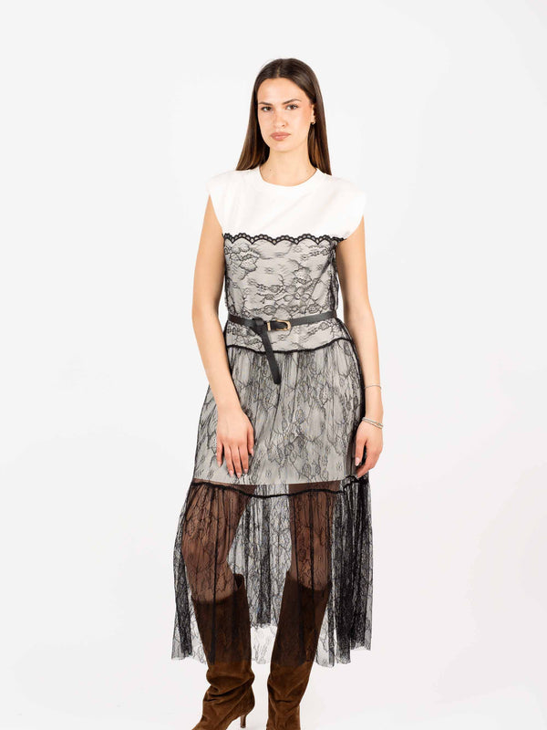 Abito Midi Combinato con Pizzo da donna Miss love