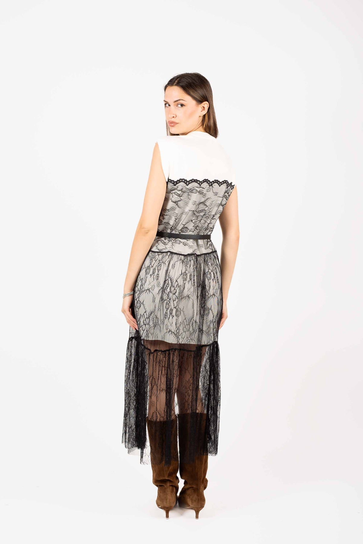 Abito Midi Combinato con Pizzo donna Miss love - 2