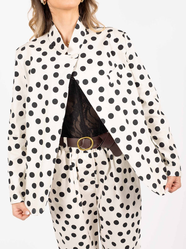 Blazer Strutturato Bianco a Pois da donna Miss love