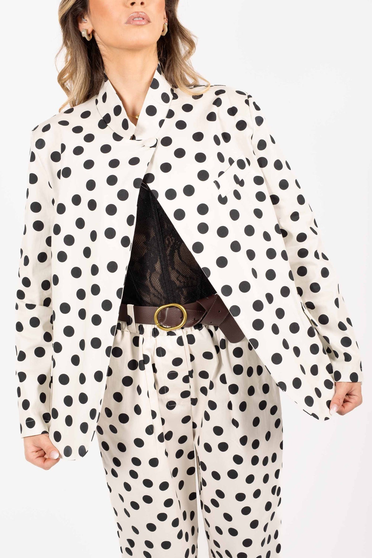 Blazer Strutturato Bianco a Pois donna Miss love - 1