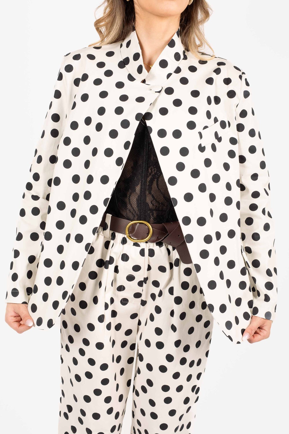 Blazer Strutturato Bianco a Pois donna Miss love - 5