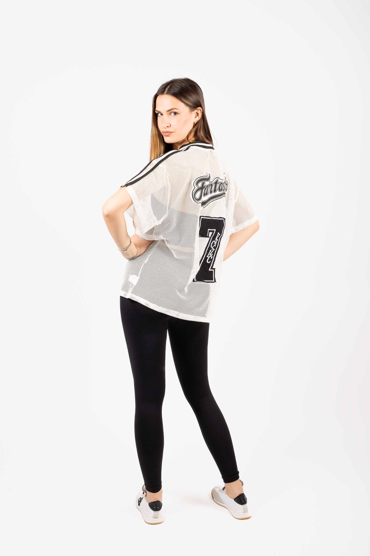 T-shirt Over in Rete Con Patch donna Miss love - 2