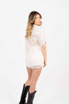 T-shirt Combinata Pizzo e Satin donna Miss love - 3